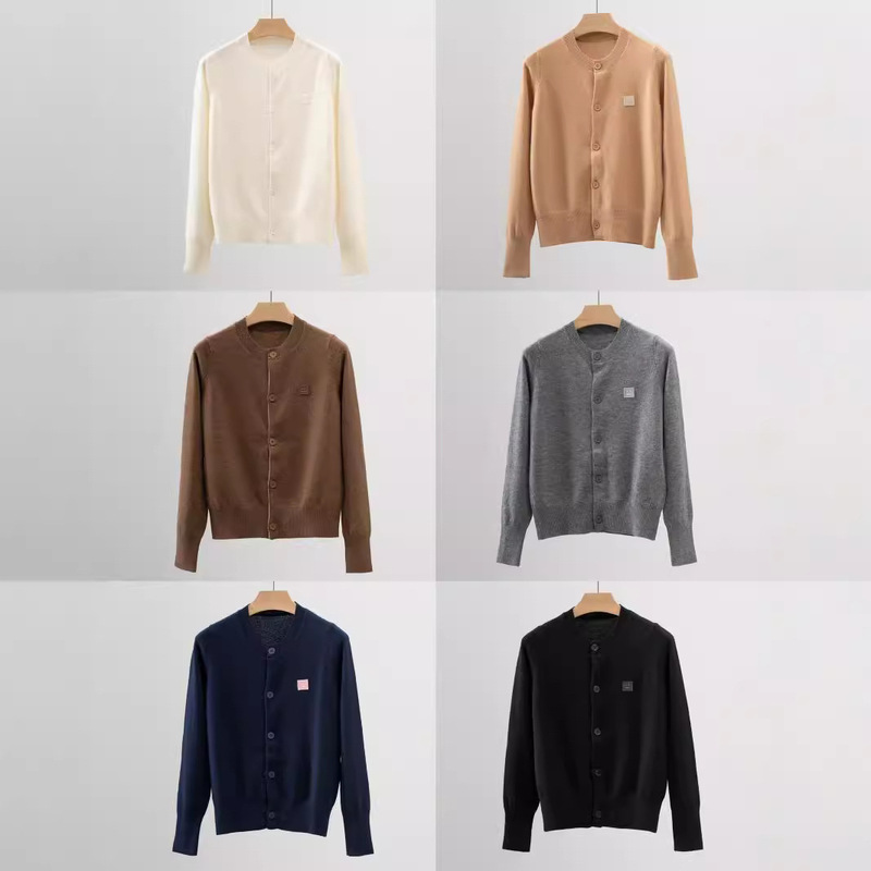 Nanyou High-Quality Export 12 Colors! Light Luxury Niche Normcore Style Embroidered Square Smiley Wool Knitwear Cardigan