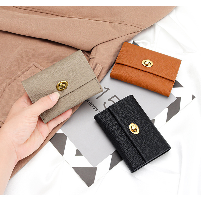 Full Leather Small Card Bag Women's Short Top Layer Cowhide Business Card Bag Multifunctional Niche Design Fashion Genuine Leather Coin Purse Full Leather Small Card Bag Women's Short Top Layer Cowhide Business Card Bag Multifunctional Niche Design Fashion Genuine Leather Coin Purse