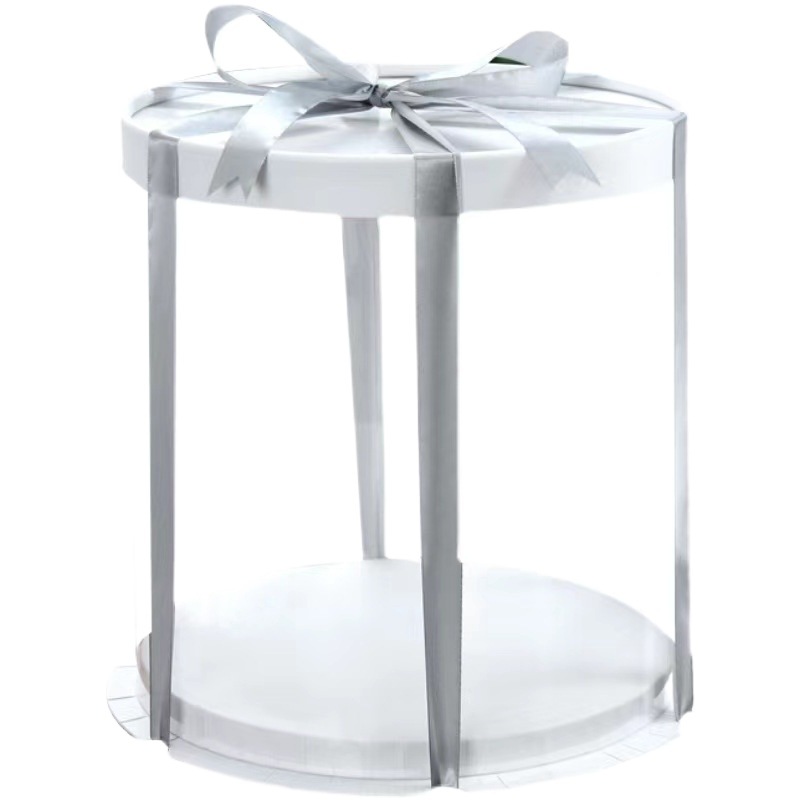 Nueva caja de pastel transparente tres en uno Multi-tamaño embalaje para hornear 6 8 12 pulgadas caja de pastel redondo suministro directo al por mayor