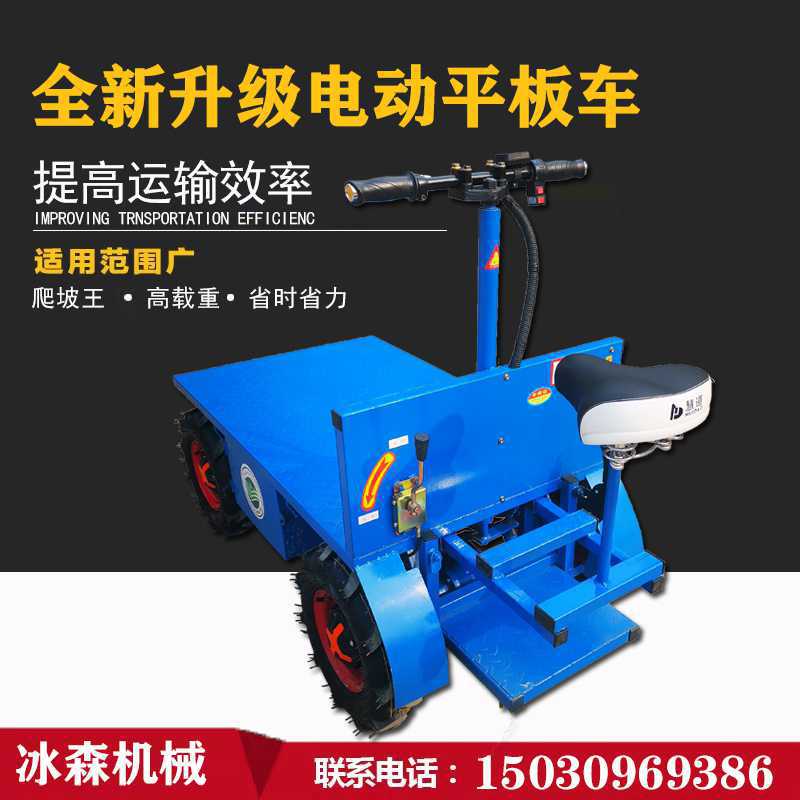 工地电动四轮平板车仓储果园用爬坡电瓶运输推车拉货搬运车