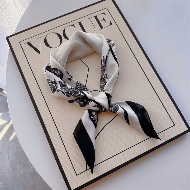 Bufandas de seda para mujeres primavera y otoño bufandas de moda para mujeres bufandas de cuello para maestros y empleados regalos de impresión de lujo ligero