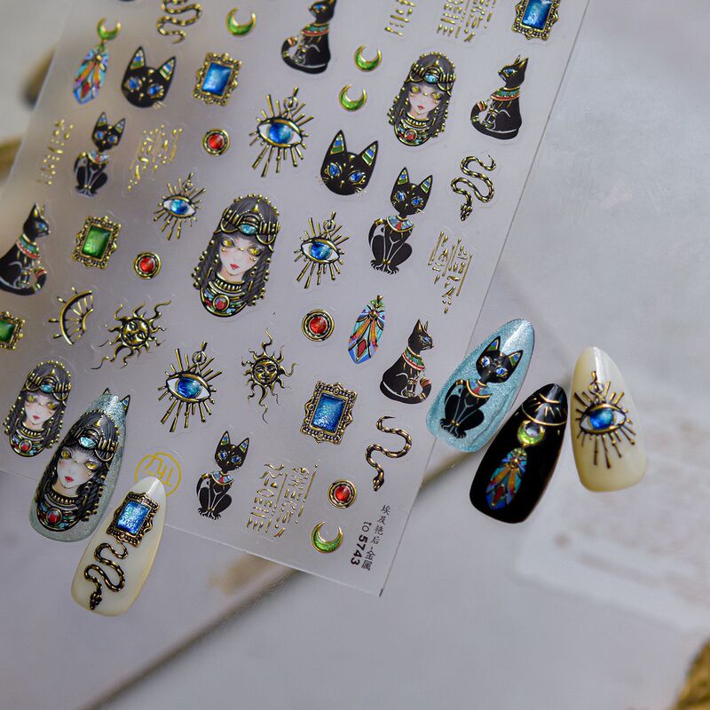 Gold Foil Nail Stickers, Metallic Cleopatra Nail Stickers, Children's Planner Stickers, Small Animal Guka Stickers
