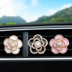 Pearl Mountain Camellia Outflow Aroma Car Air Freshener Clip Car Air Conditioner Perfume Decorative Clip Creative Car Air Freshener Ornament Decor Piece