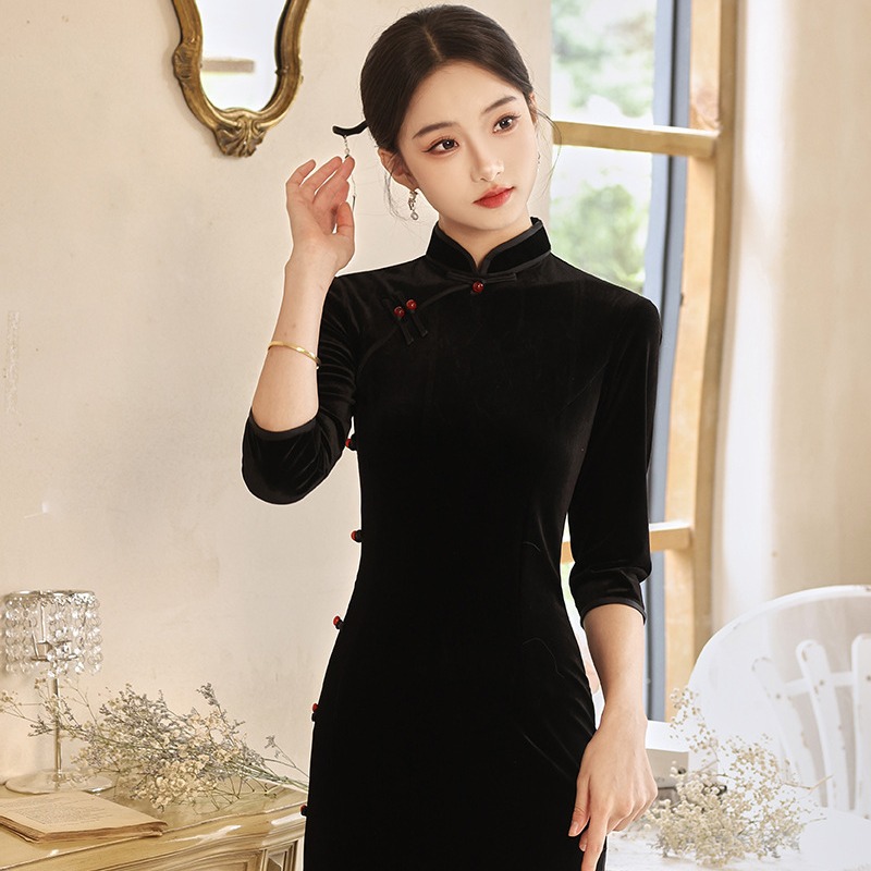 Elite velvet cheongsam