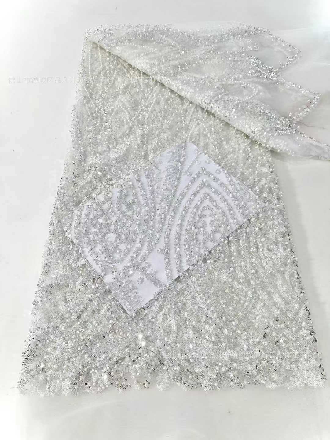 Tubo de perlas bordado bolsas de perlas tela de sequilla Europa y América Gao Ding Fairy vestido de boda vestido de cena vestido de tela image 8