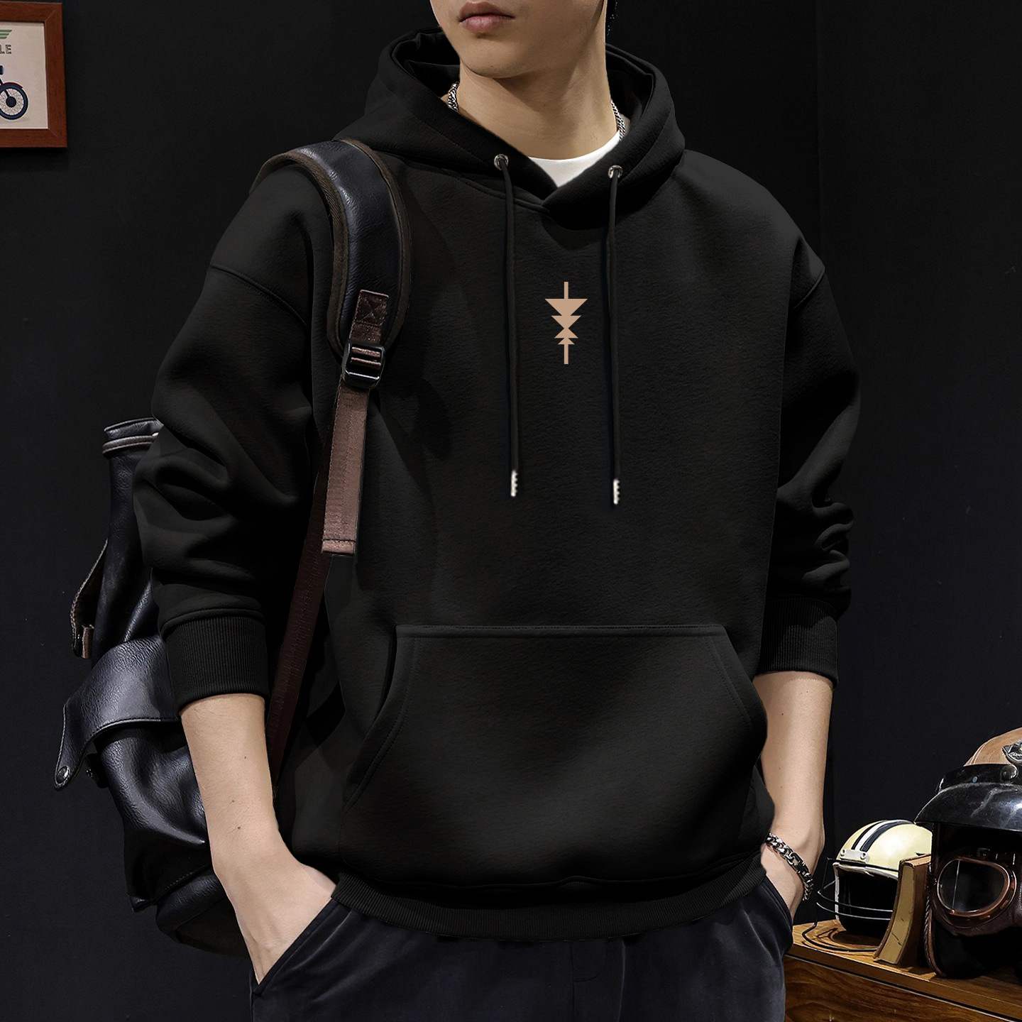 Chaqueta encapuchada para hombres primavera y otoño invierno hombre blusa americana suelta chaqueta de manga larga marca de moda negra para hombres