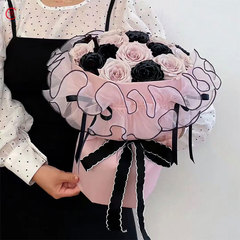 飛邊紗小香風圓形花束圍邊紗褶皺包花雪紗玫瑰鮮花荷葉邊花藝網紗