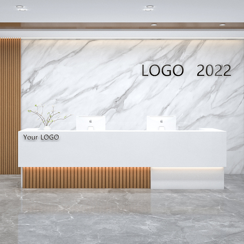 现代中式收银台公司酒店大厅前台接待台培训机构柜台美容院吧台桌