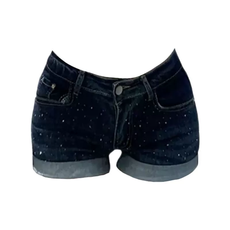 Джинсовые шорты, голубые, slim-fit с акцентом на бедра, весна–лето