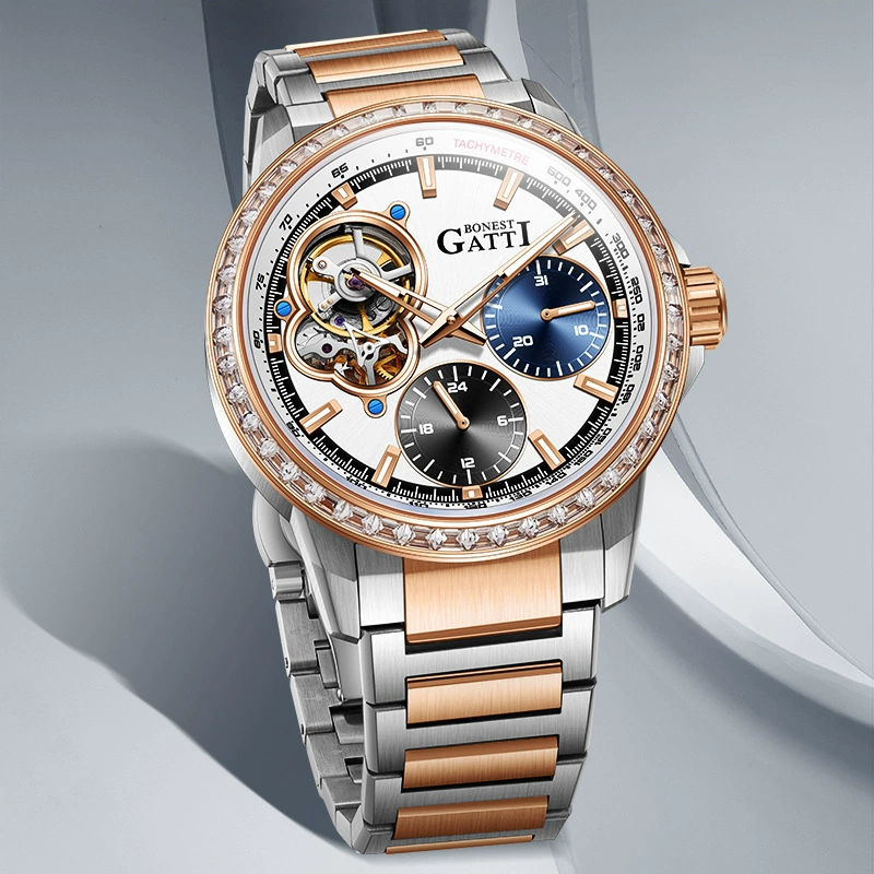 Mechanical swiss watch, mechanical watch, waterproof steel belt, Switzerland, fully automatic, high-quality style