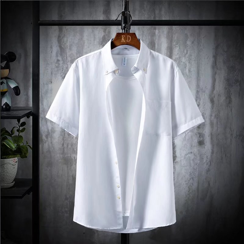 2026 Summer New Thin Slim-Fit Solid Color Shirt for Young Men, Short-Sleeve Korean Style Trendy Casual Stylish Shirt 2026 Summer New Thin Slim-Fit Solid Color Shirt for Young Men, Short-Sleeve Korean Style Trendy Casual Stylish Shirt