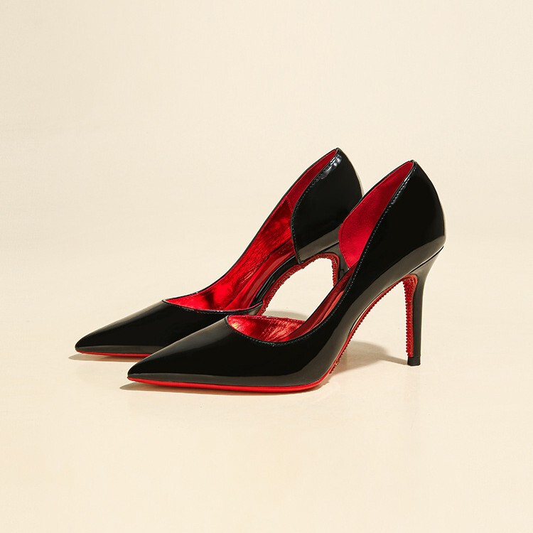 French-Style Pointed-Toe Side-Cut Stiletto High Heels with Red Soles, Professional Mature Style, Comfortable for Wide Feet, Large Size Shoes French-Style Pointed-Toe Side-Cut Stiletto High Heels with Red Soles, Professional Mature Style, Comfortable for Wide Feet, Large Size Shoes