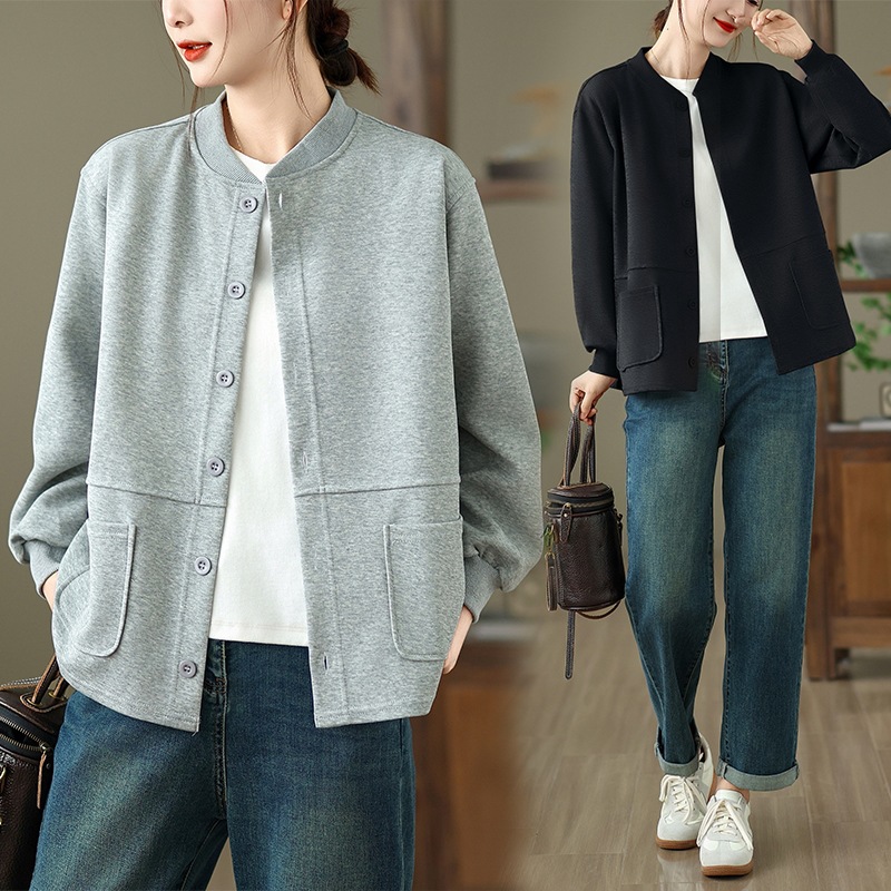 2025净版棒球服外套慵懒风宽松开衫百搭韩版上衣卫衣大码女装