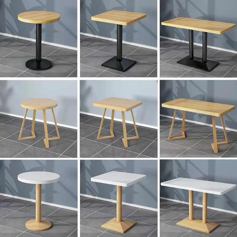 快餐店饭店汉堡店桌子经济奶茶店咖啡厅餐厅小吃餐饮商用小圆方桌