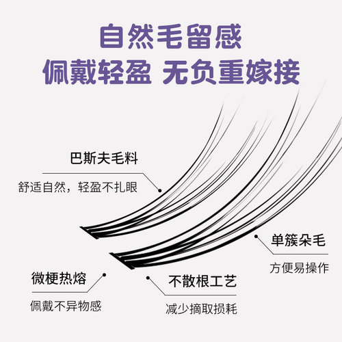 BQI Devil Comics False Eyelashes Thick Natural Simulation Single Cluster Segmented End Eyelashes Extended Eyelashes