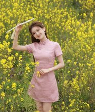 显瘦连衣裙旗袍女夏季气质连衣裙短小个子新款感2024改良粉色