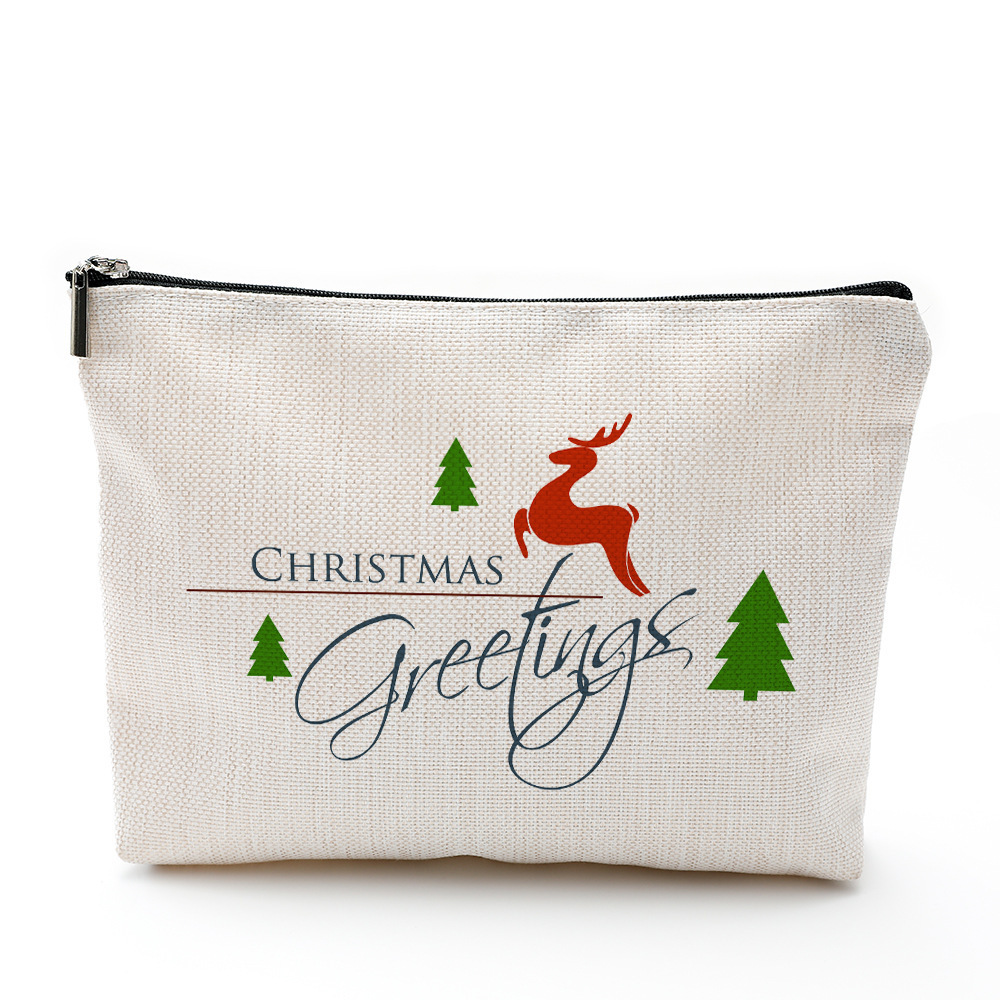 Bolsa de Almacenamiento de Cosméticos y Joyas de Algodón y Lino con Cierre y Estampado de Corazón para Navidad, de Amazon