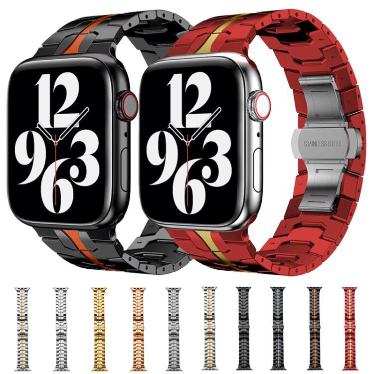 xDfind Iron Man Butterfly Buckle Correa de acero inoxidable para Apple Watch 42 / 44 / 45 / 46 / 49mm / A
