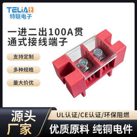 贯通式接线端子一进二出100A栅栏式新能源储能穿墙式接线端子排