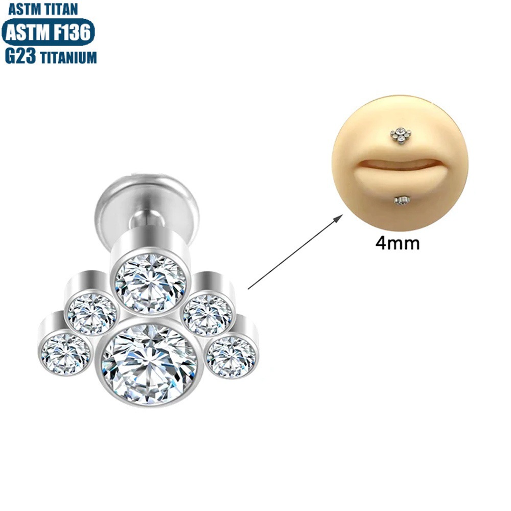 Labret piercing jewelry detail image