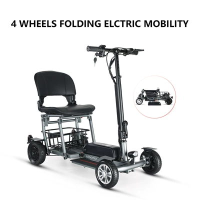 Cross-Border Amazon Dropshipping Elderly Mobility Electric Vehicle Aluminum Alloy Ultra-Light Portable Four-Wheel Folding Lithium Electric Vehicle