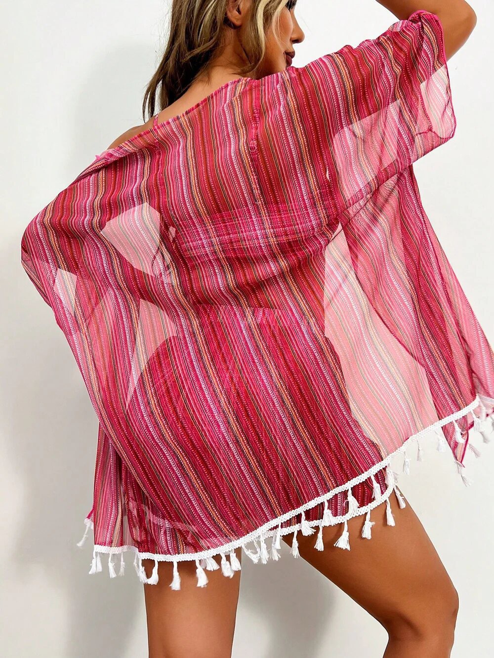 Damen Strandkleid Set Mit Kimono Und Bikini Für Den Sommerurlaub_voghion.com