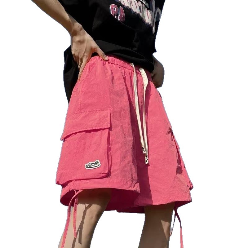 1 Sommerliche, dünne Herren-Shorts im Dopamin-Stil mit großen Taschen, schnelltrocknend, sportlich, für Strand und Freizeit, trendige Fünf-Punkt-Hose_voghion.com