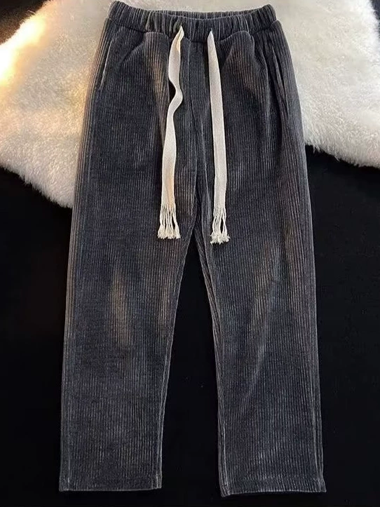 Деми-сезонные бархатно-цветные модные брюки для отдыха, любимые, японский и корейский стиль, свободный прямой крой