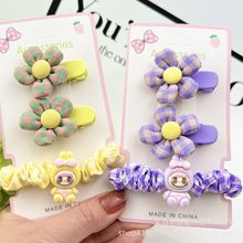 布艺花拉布布夹子发绳彩色个性女童可爱新年发饰红色喜庆发绳套装