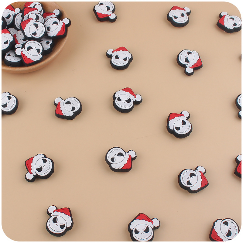 Nuevo bebé de dibujos animados Santa Claus cabeza pequeña mordedor creativo DIY bebé molar pezón cadena teether Accesorios