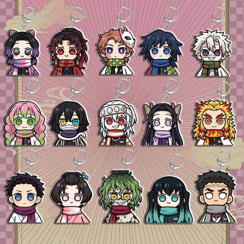 Demon Slayer Cute Scarf Q-Version Acrylic Keychain Pendant Tomioka Giyuu Anime Merchandise Accessory