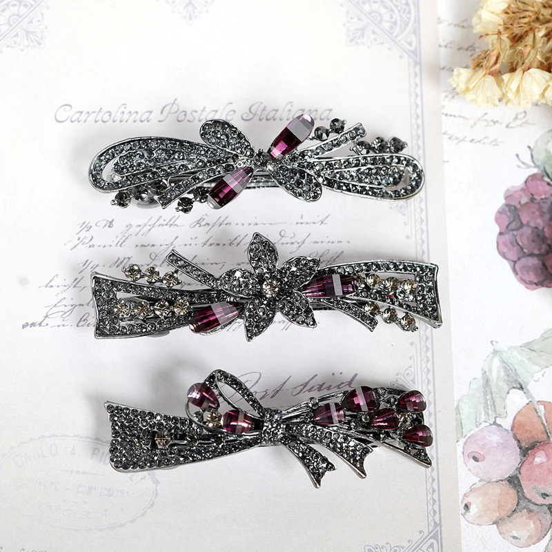 Gun Black large spring clip rhinestone hairpin diamond hair accessories Palace hairpin retro headdress dish hair ponytail clip wholesale Gun Black large spring clip rhinestone hairpin diamond hair accessories Palace hairpin retro headdress dish hair ponytail clip wholesale