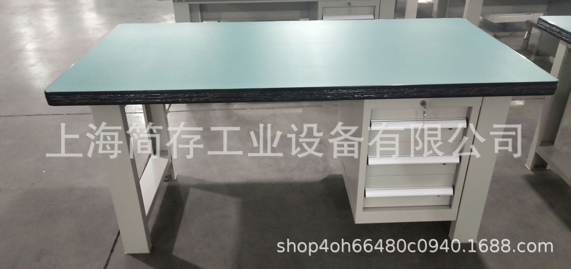 简存重型三抽防静电工作台 2毫米绿色胶皮复合操作台实验室钳工桌