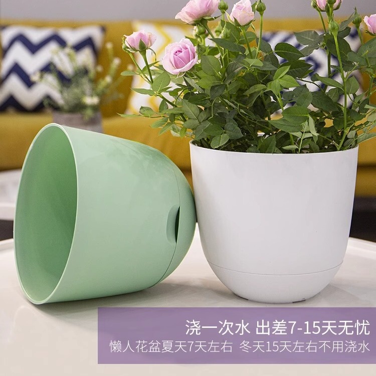 おしゃれな自動吸水式怠け者用植木鉢、クリエイティブな蓄水・貯水プラスチック製大型水耕栽培ポトス鉢、水やり不要|undefined