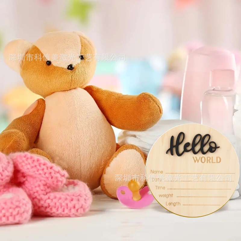 Hello World ハローワールド 木製赤ちゃん誕生記念プレート クロスボーダーホットセール 赤ちゃん写真小道具|undefined