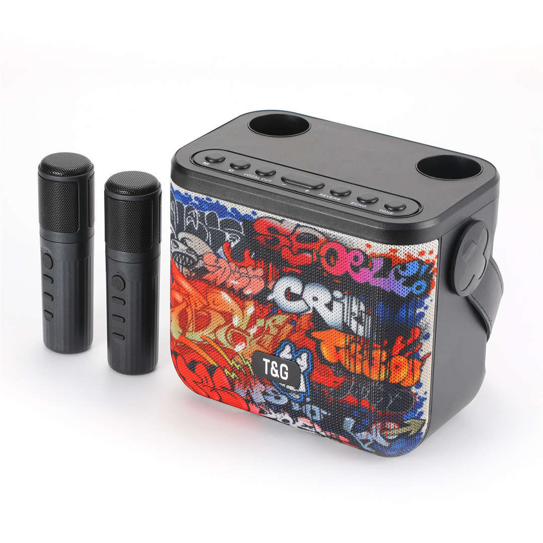 TG545DK nuevo altavoz Bluetooth inalámbrico KTV doble micrófono portátil con linterna karaoke sonido
