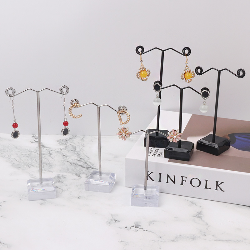 Tonvic Metal Earring Rack Acrylic Three-Piece Set of Earrings Earrings Display Rack Jewelry Rack Necklace Rack Wholesale