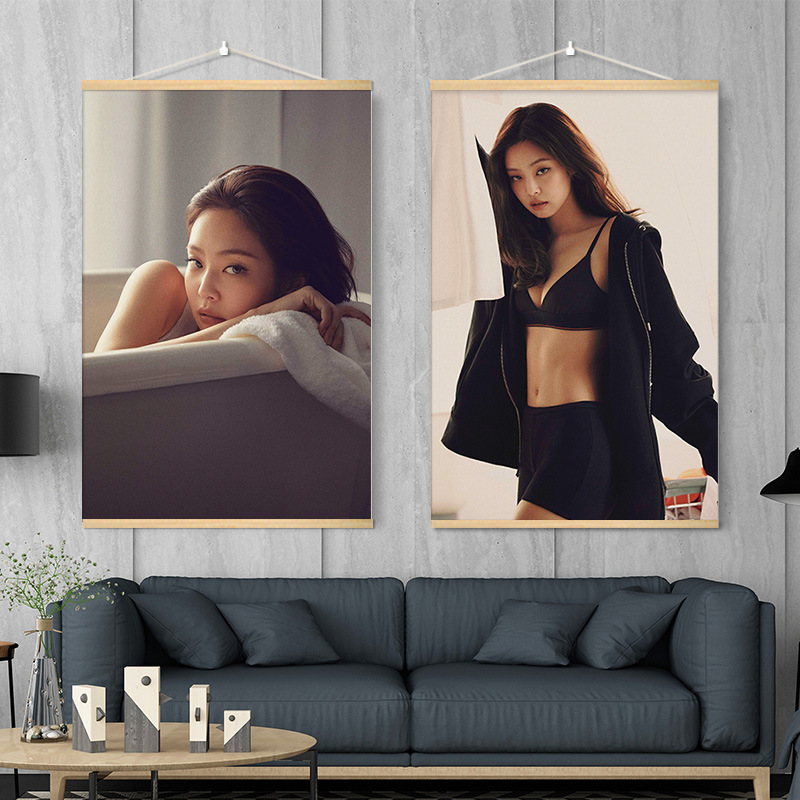Jin Zhini JENNIE HD Scroll Hanging Painting Star Poster South Korea Women's Group BLACKPINK Bedroom Decorative Painting