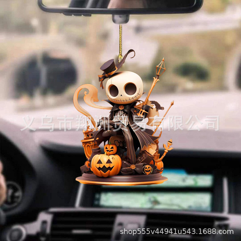 Colgantes de automóviles de Halloween transfronterizos creativos calabaza Jack Vampiro decoración espejo retrovisor llaveros colgantes de fiesta