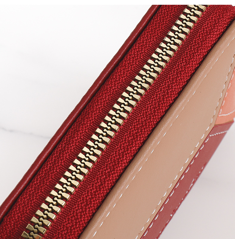Square Shape Fashion Letter Color Block Square Zipper Card Holder