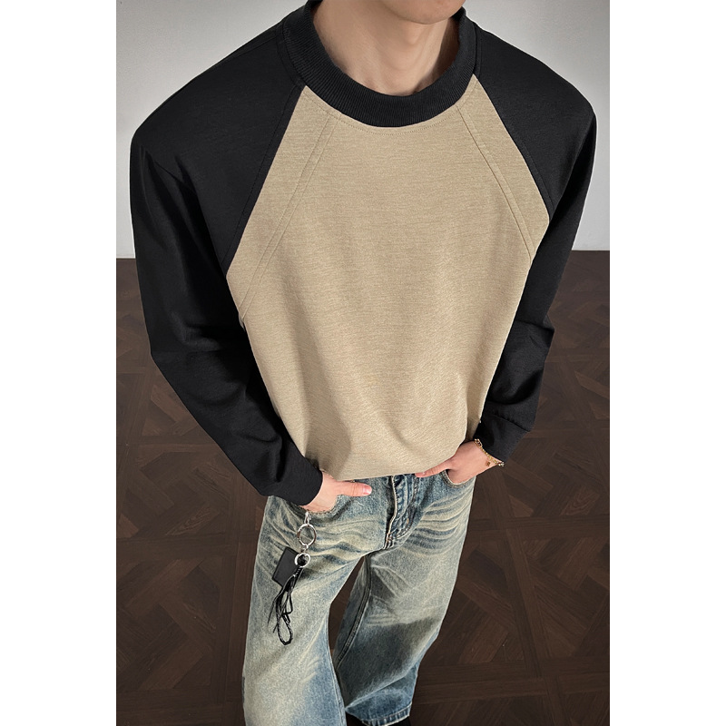 American-style Deconstructed Patchwork Long-sleeve T-shirt For Men, Spring Trendy Brand, High-end Feel, Loose Casual_voghion.com