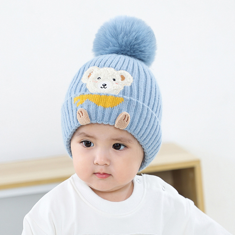 Little Bear Cartoon Children's Hats Bib Baby Hooded Scarf Two-piece Hat display picture 1