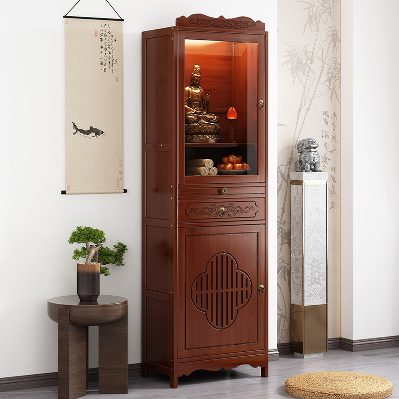 Altar Table for Home Use, New Chinese-Style Standing Cabinet for Guanyin Buddha Statue, Offering Table for Worship G&Ggω