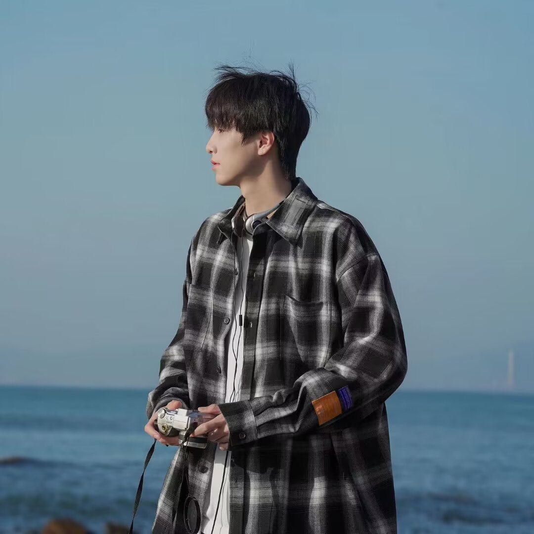 2024 Letter Long-Sleeve Shirt Japanese Hong Kong Style Ins Loose Shirt Men's Summer Trendy Versatile Casual Jacket