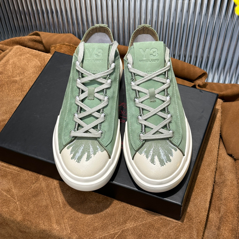 Y3KAIWA NIZZA LOW light green cowhide graffiti lace-up sports retro casual wear-resistant low-top board shoes