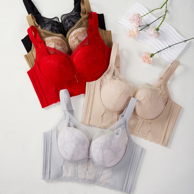 6961 Wireless Medium-Thick Cup Bra, Comfortable, Breathable, Anti-Sagging, Side-Gathering, Adjustable, Seamless Underwear