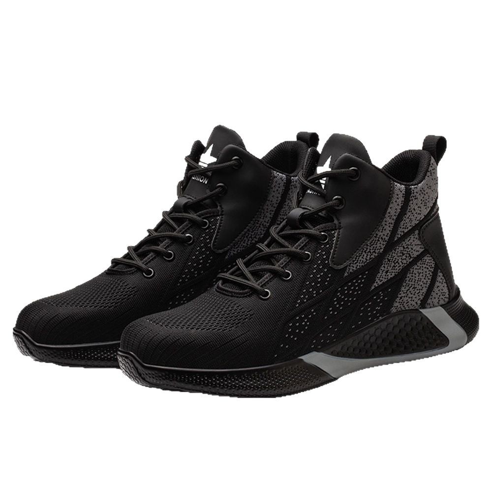 Zapatos de Seguridad de Caña Alta Anti-Impacto y Anti-Perforación de Malla Flyknit y Goma, Transpirable