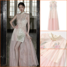 新中式国风改良珠片绣长款开衫女夏季新款刺绣连衣裙套装 N5033