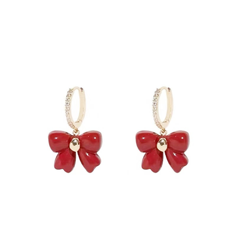 1 Pair Ig Style Sweet Bow Knot Plating Inlay Alloy Rhinestones Drop Earrings display picture 5