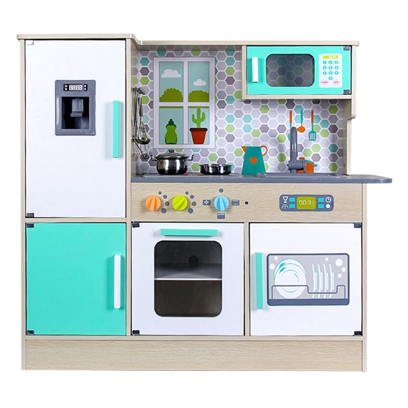 Suministro directo de fábrica madera los niños simulación refrigerador cocina chica jugar casa traje Juguetes